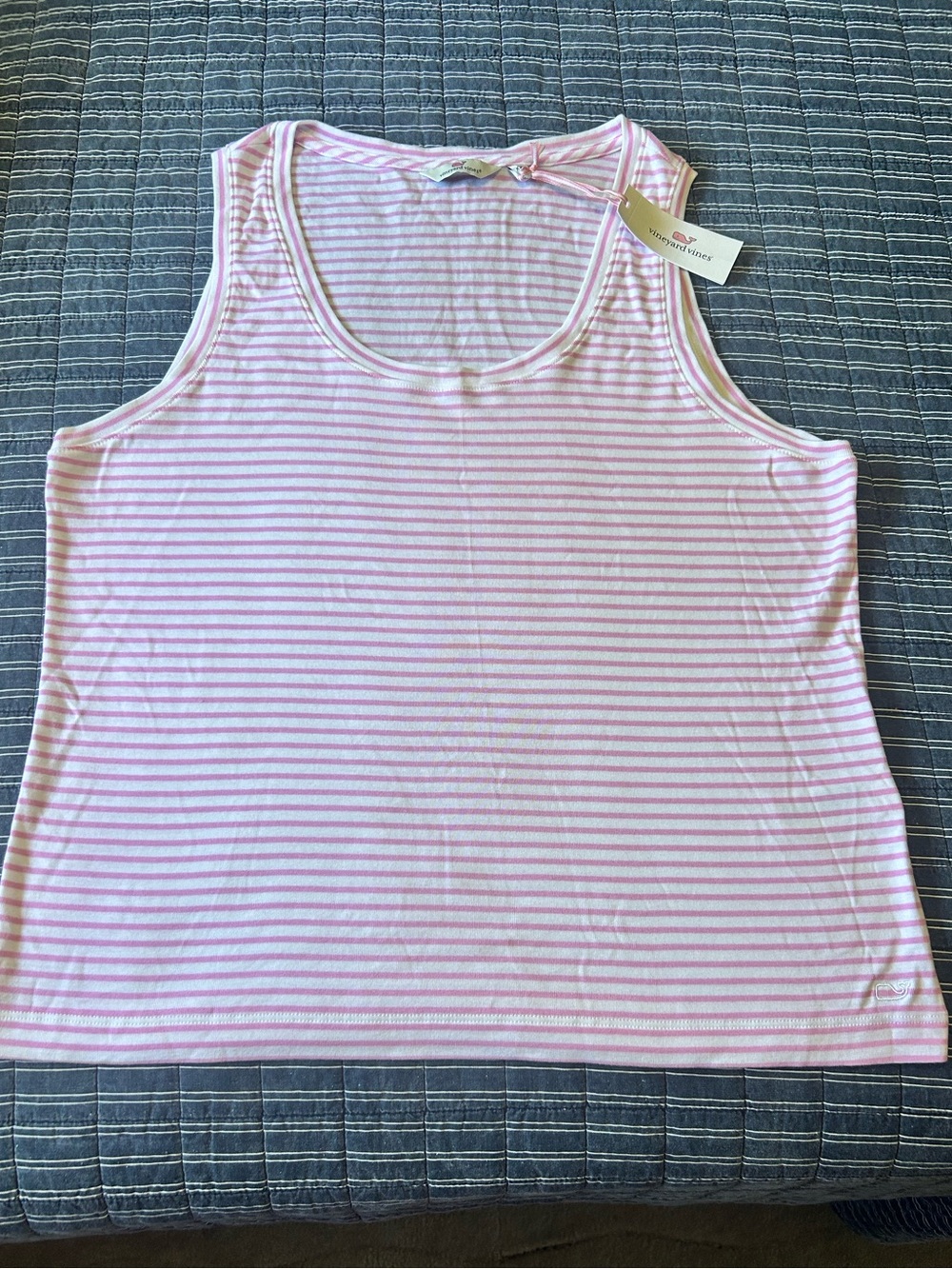 Vineyard Vines Pink and White Striped Scoop Neck Tank Size XXL